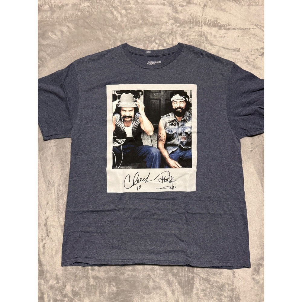 Cheech & Chong T-Shirt Mens XL Blue Graphic Photo Print Short Sleeve